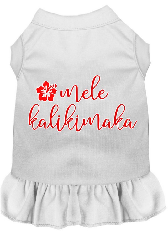 Mele Kalikimaka Screen Print Dog Dress White XXL